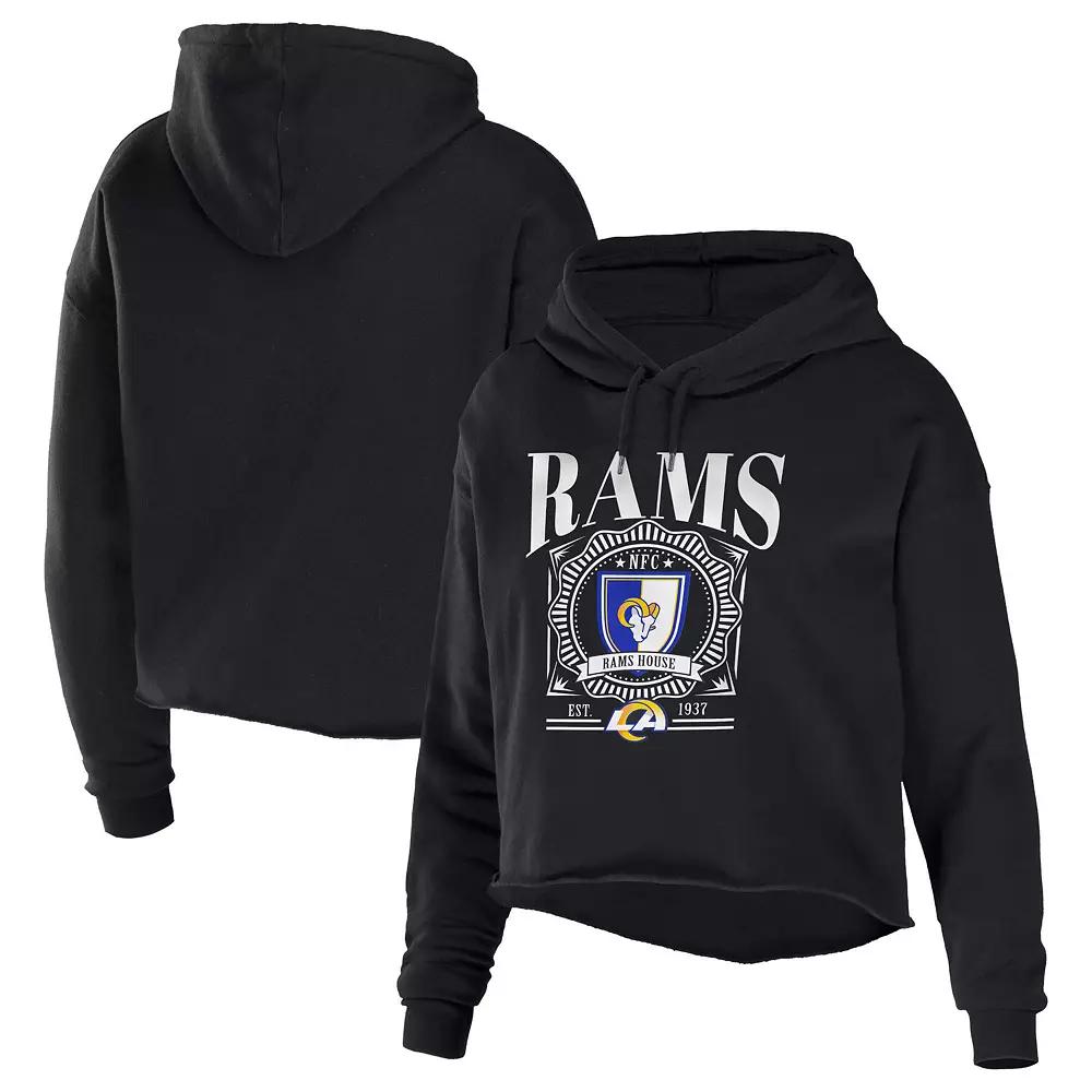 Women's WEAR by Erin Andrews Black Tennessee Titans Cropped Sponge Fleece Pullover Hoodie,  Product Image