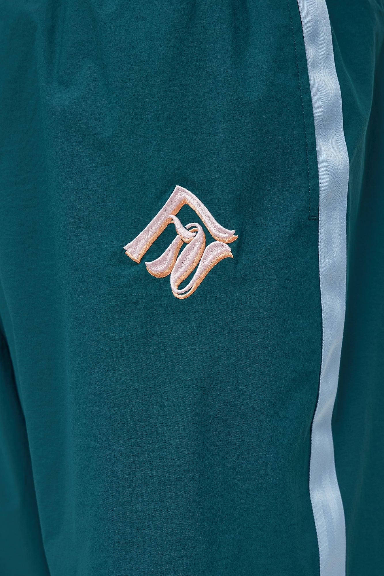 Baggy Chateau Double Waistband Nylon Pants - Teal/combo Male Product Image