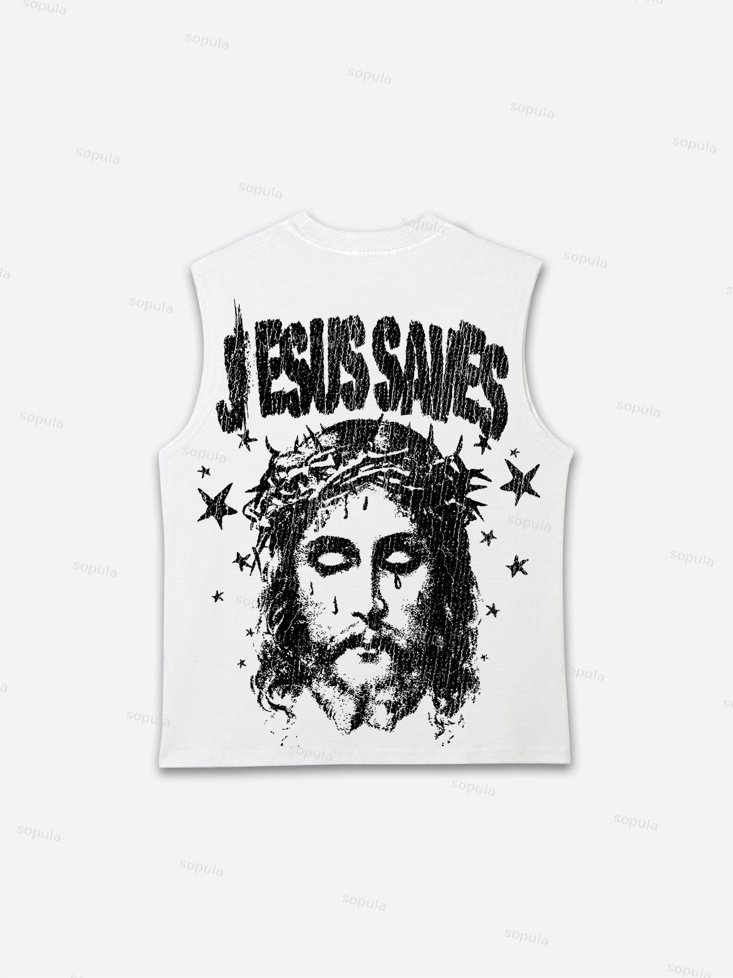 Jesus Saves Graphic Print Tank Top Product Image