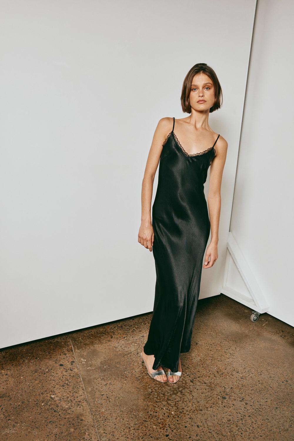 Isle Of Paradise Bias Cut Maxi Dress Black Product Image