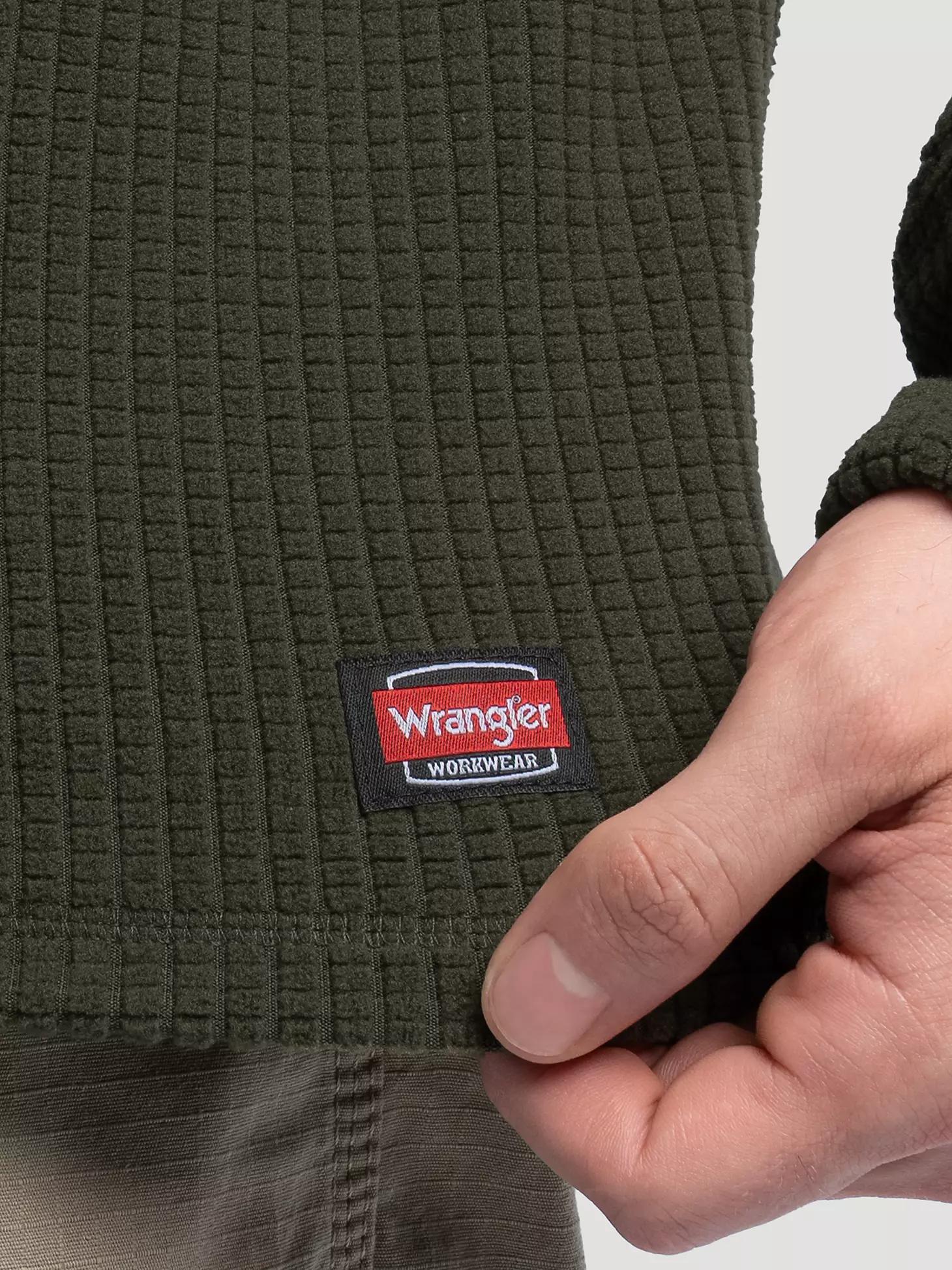 Men's Hooded Workwear Grid Fleece Henley in Olive Product Image