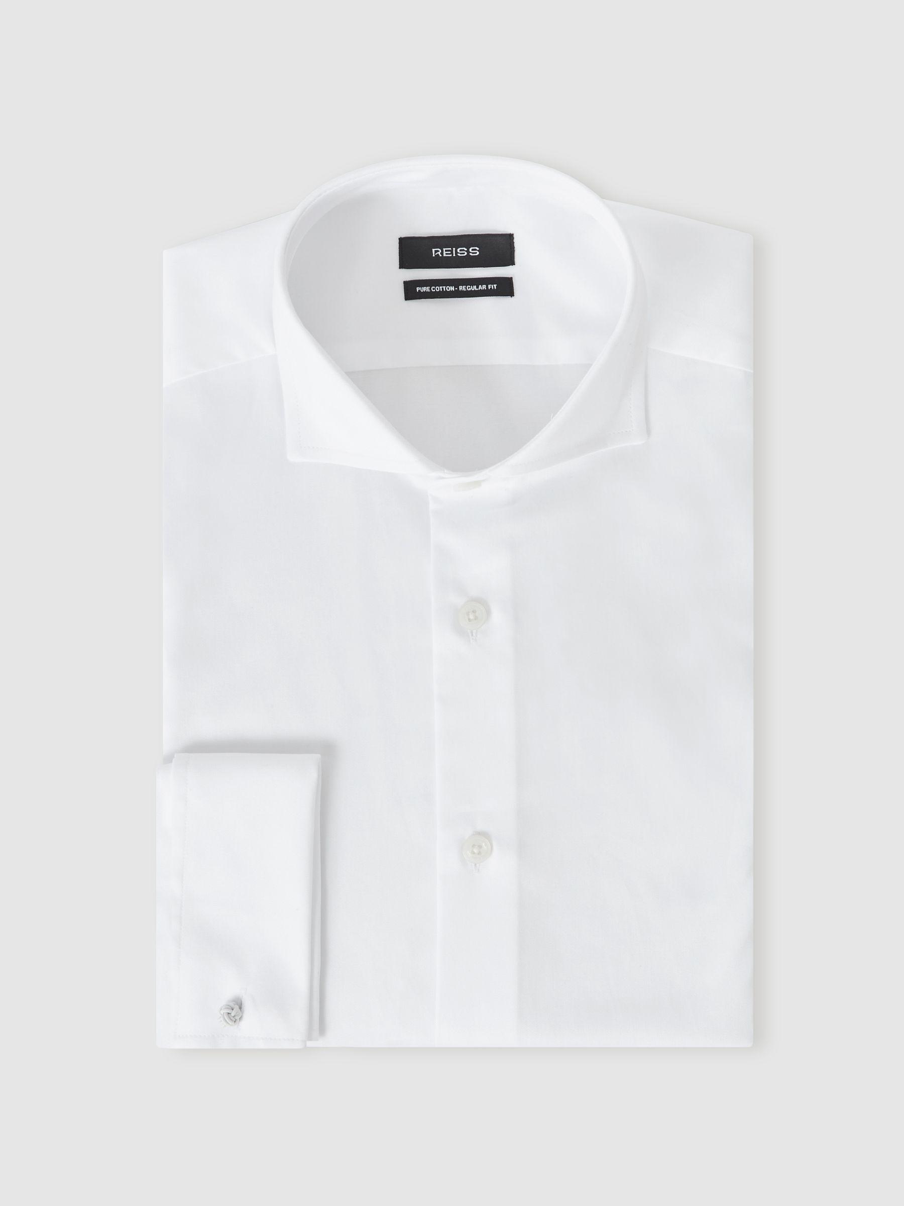 Double-Cuff Two-Fold Cotton Shirt in White Product Image