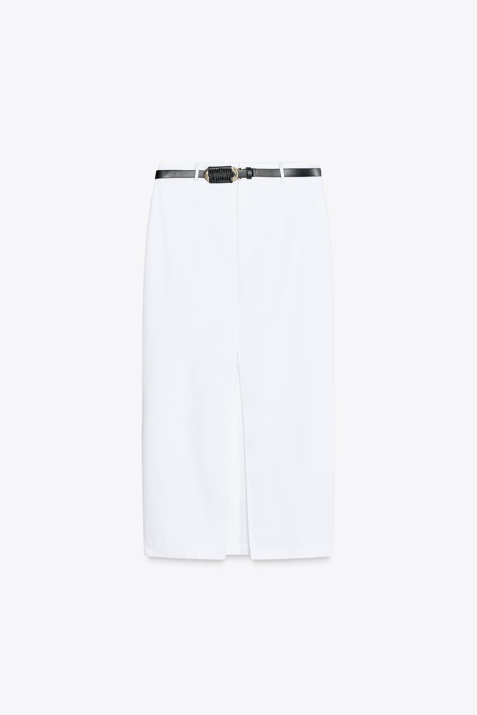 BELTED STRAIGHT MIDI SKIRT Product Image