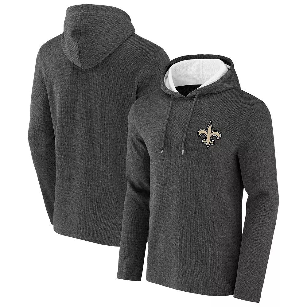 Men's NFL x Darius Rucker Collection by Fanatics Heathered Charcoal New Orleans Saints Waffle Knit Pullover Hoodie,  Product Image