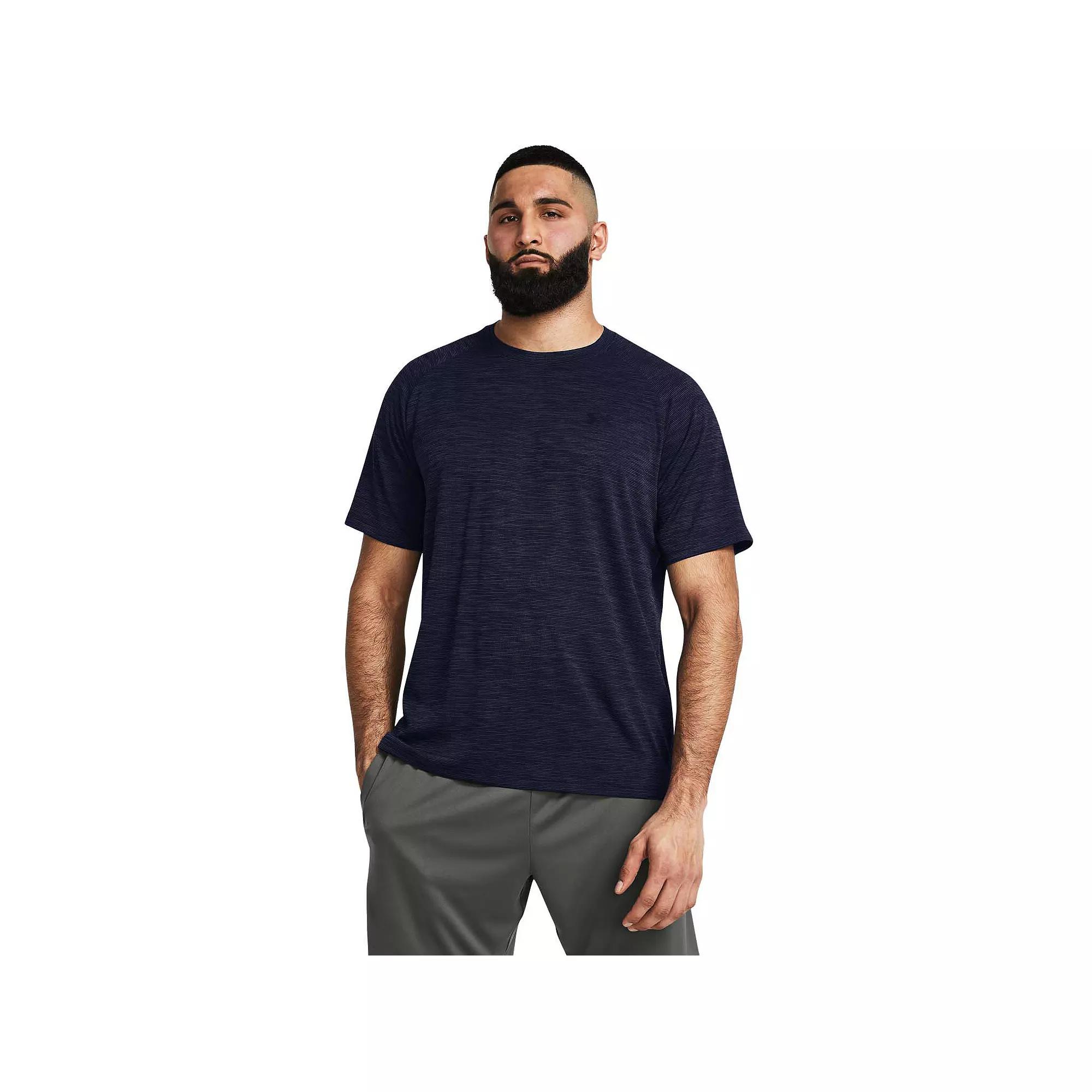 Men's Under Armour Tech Textured Short Sleeve Tee, Size: XXL, Black Navy Product Image