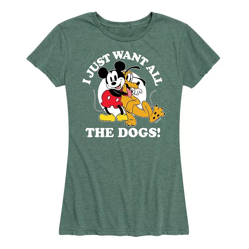 Disney's Mickey Mouse & Pluto Women's Just Want All Dogs Graphic Tee,  Product Image