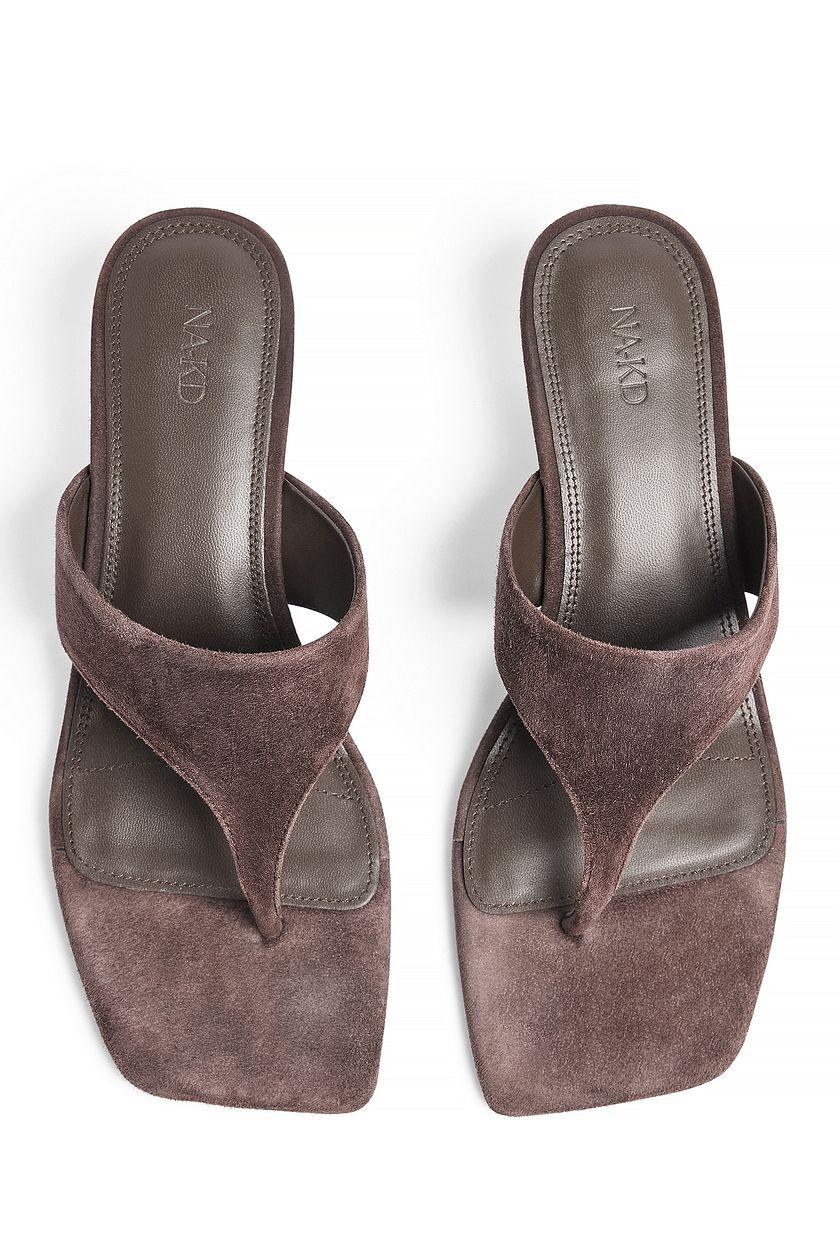 Wide Thong Suede Heels Product Image