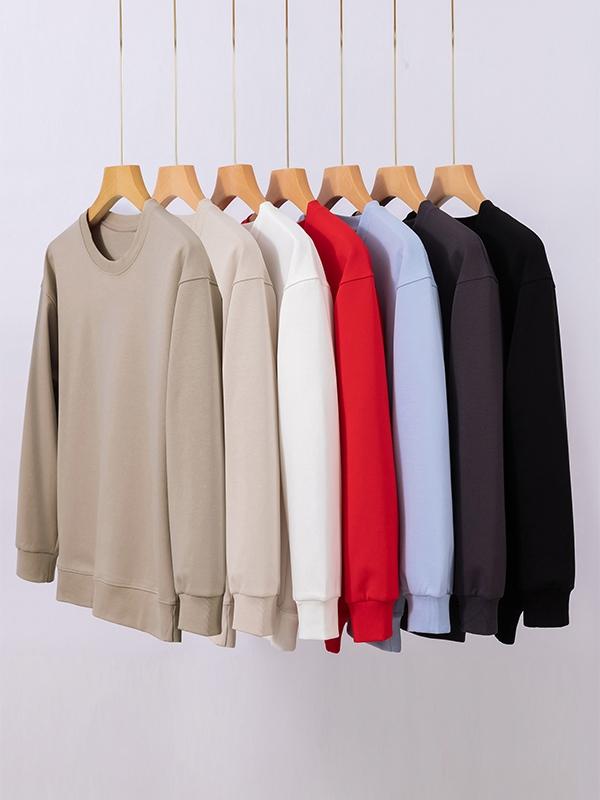 Men’s Solid Color Comfort Cotton Crew Neck Sweatshirt Product Image