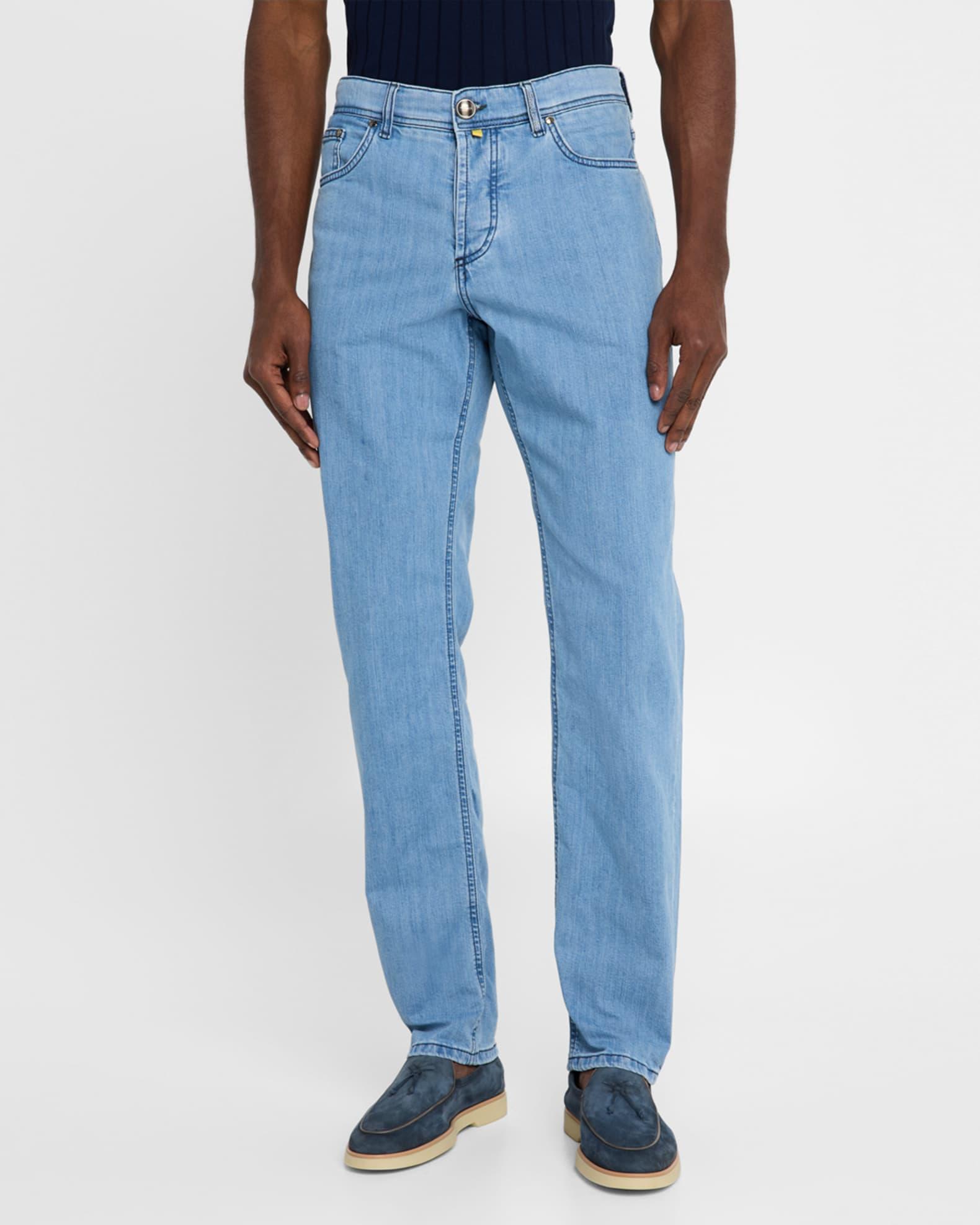 Men's Light-Wash Denim Jeans Product Image