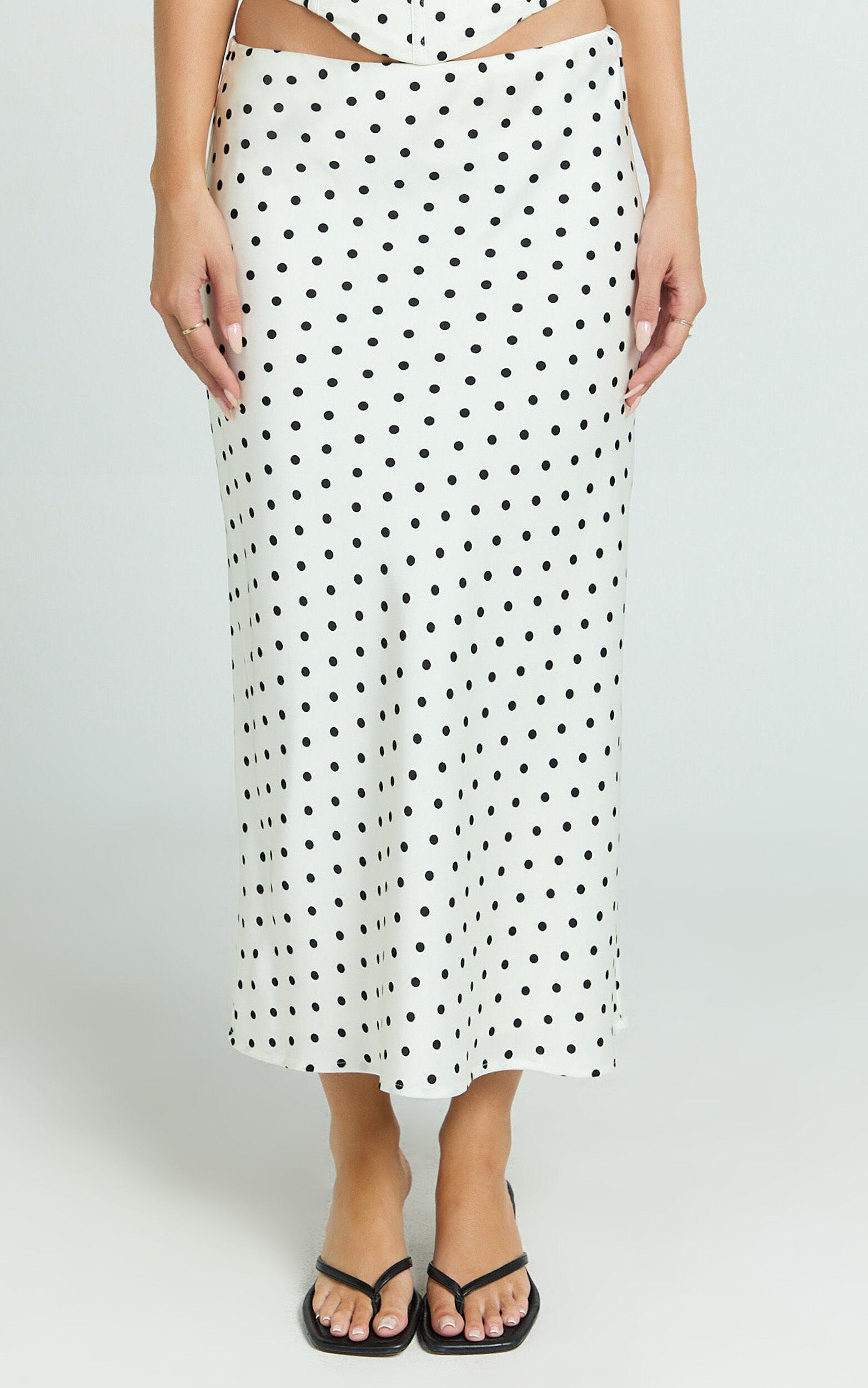 Runaway The Label - Karlita Midi Skirt in White Polka Product Image