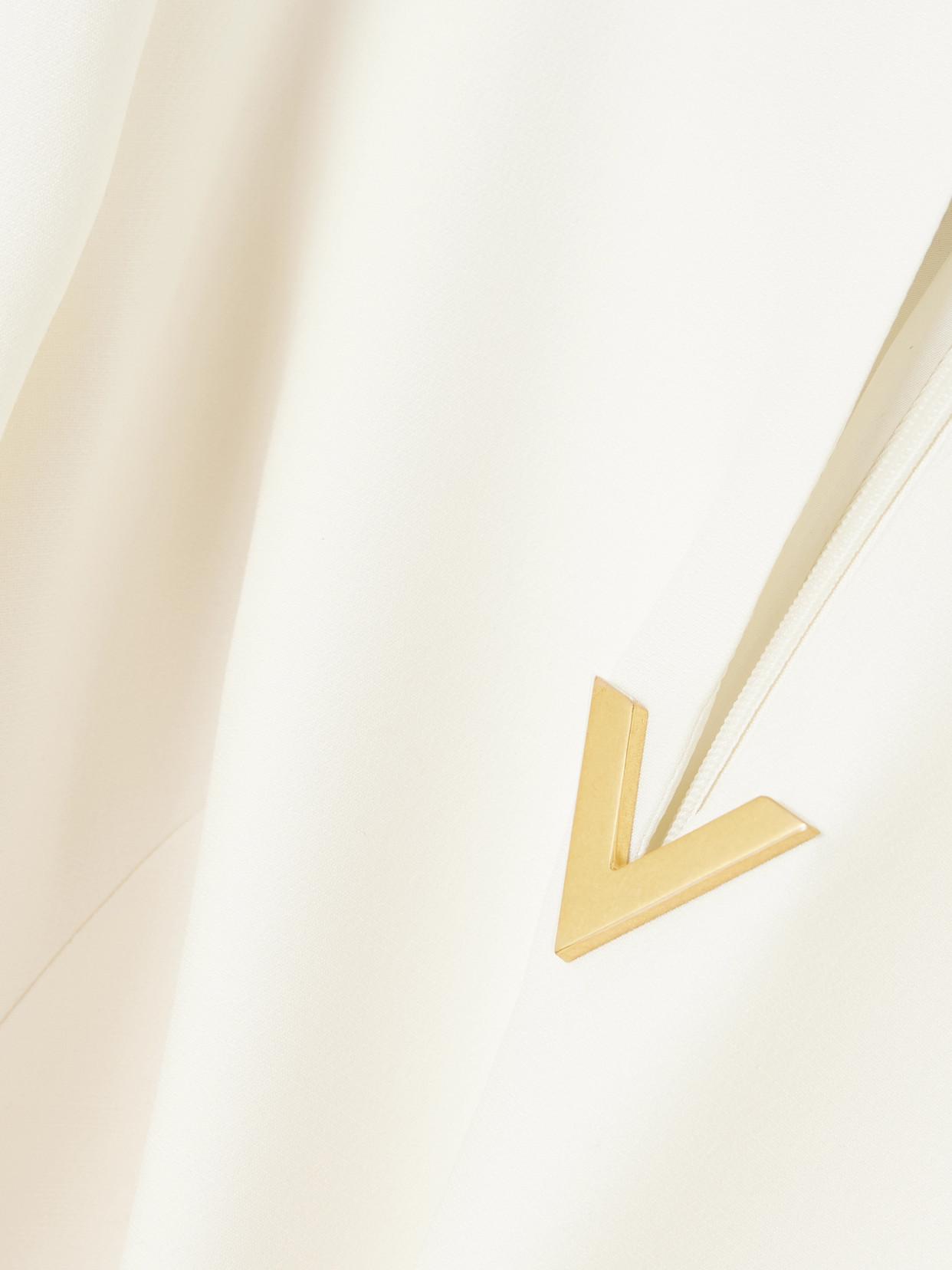 VALENTINO Embellished Silk Satin-trimmed Wool And Silk-blend Crepe Mini Dress In White Product Image