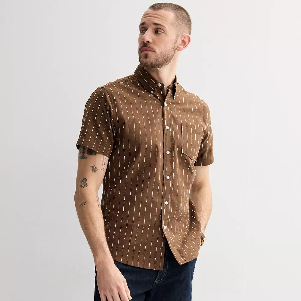 Men's Sonoma Goods For Life® Short Sleeve Perfect Length Button Down Shirt,  Product Image