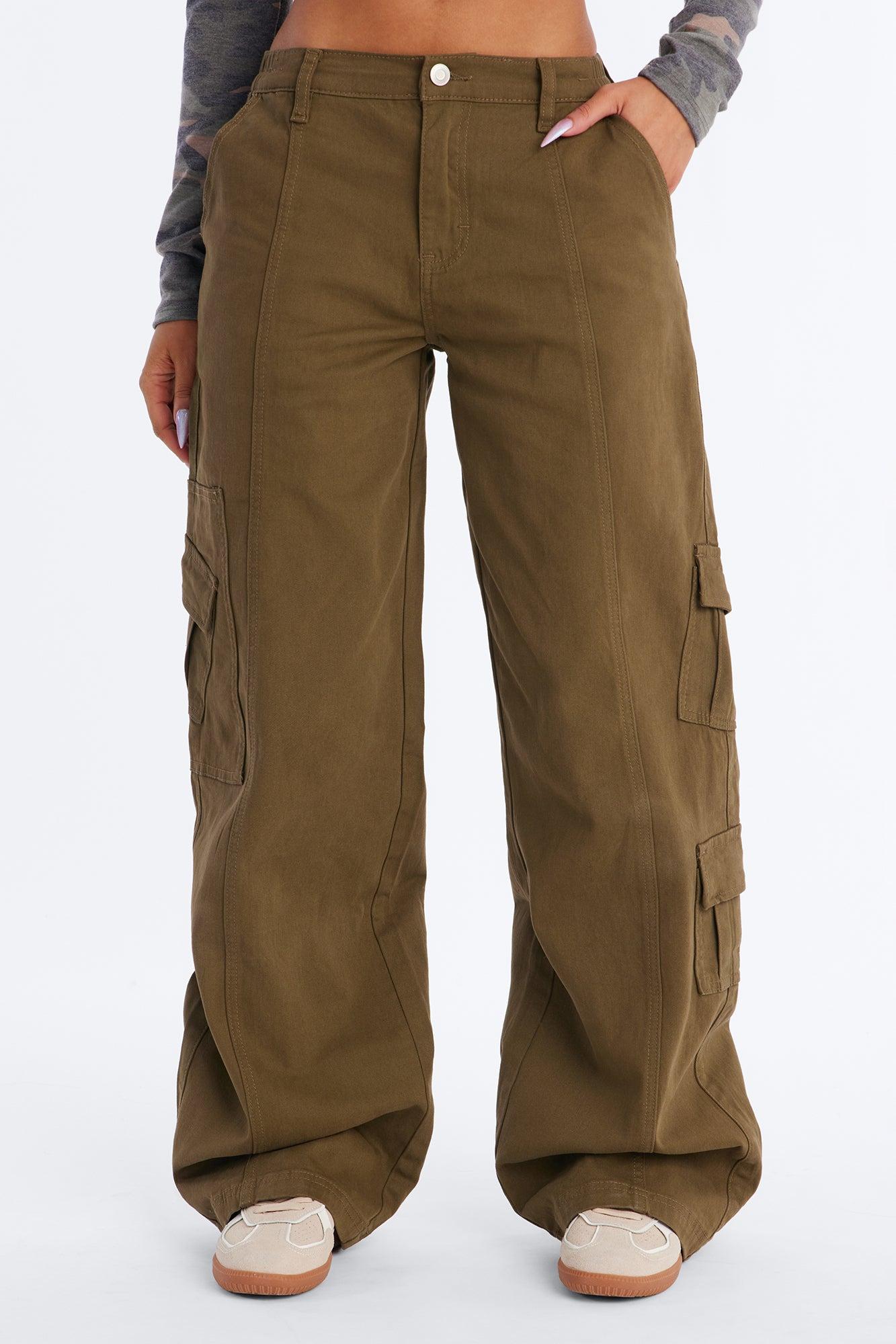 Berkely Washed Cargo Pant - Military Green Female Product Image