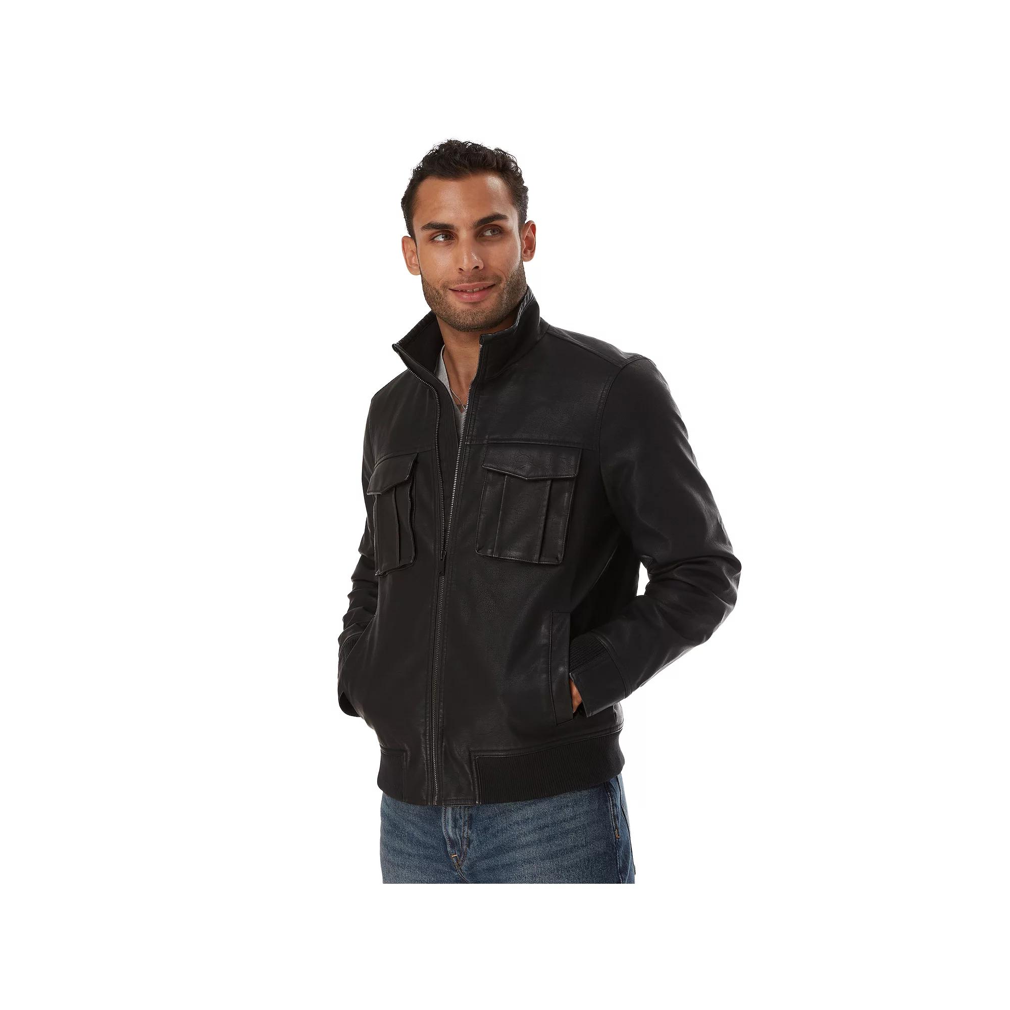 Men's Apt. 9® Faux Leather Bomber Jacket,  Product Image