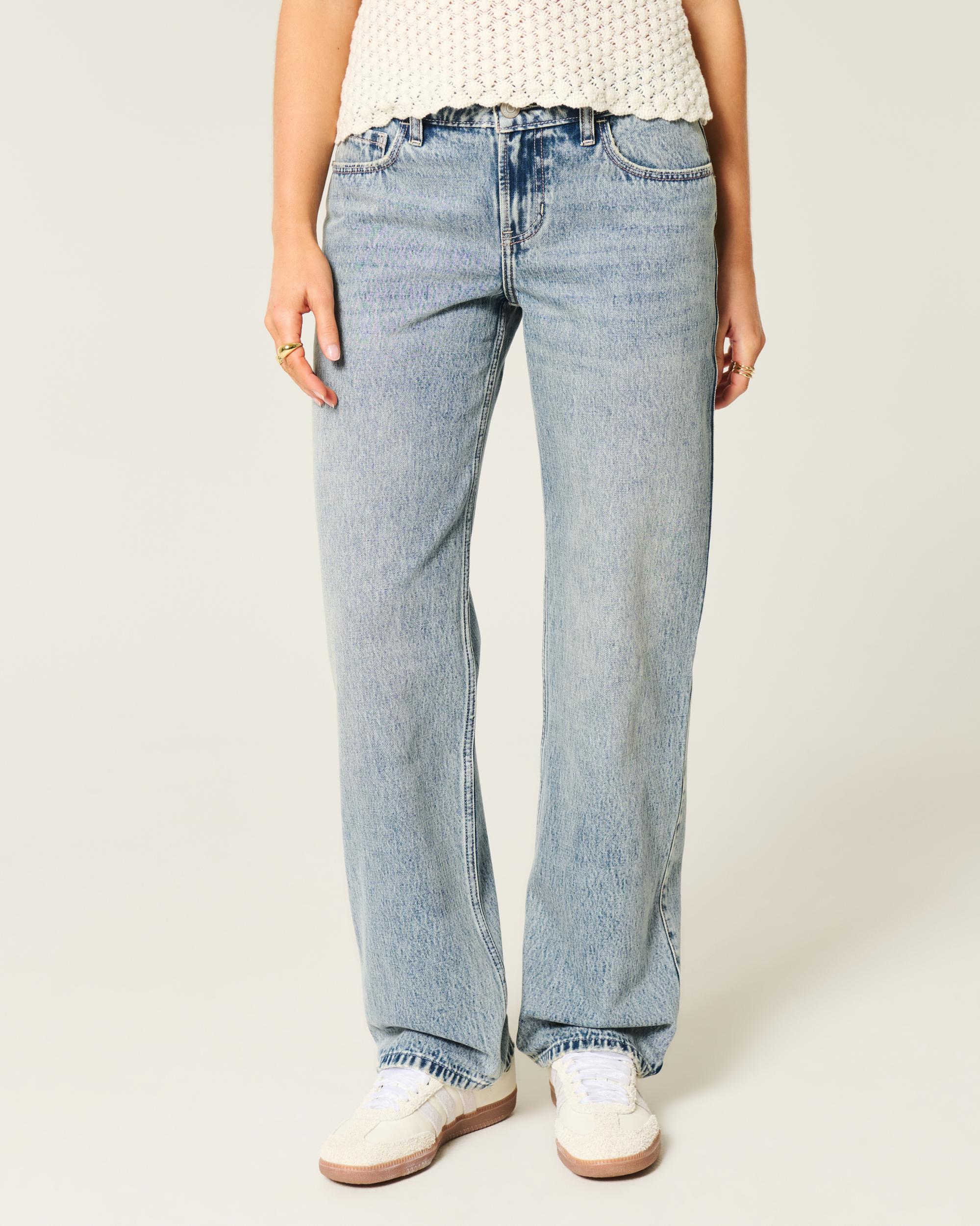 Low-Rise Medium Wash Loose Jeans Product Image