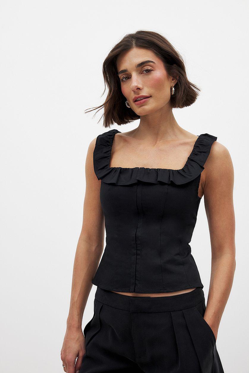 Square Neck Ruffle Corset Top Product Image