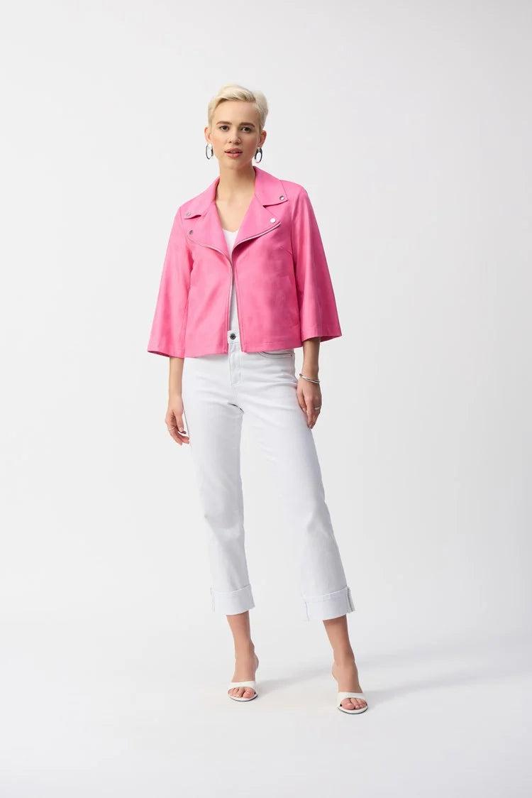 Foiled Faux Suede Swing Jacket- Bubblegum Product Image