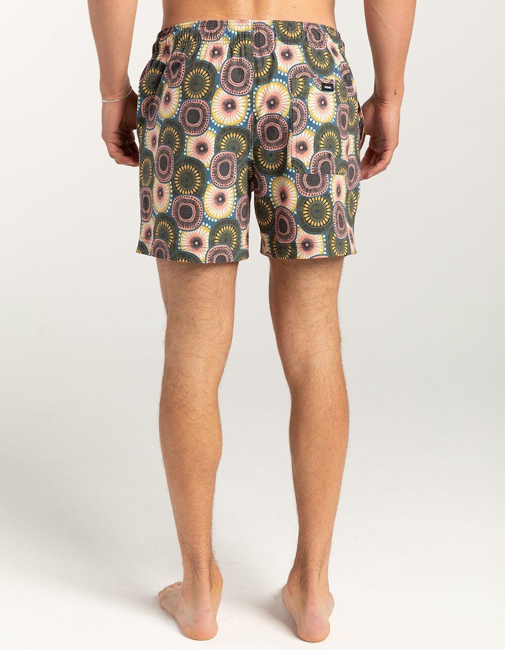 RSQ Mens Folk Circles 5" Swim Shorts - NAVY/YELLOW Product Image