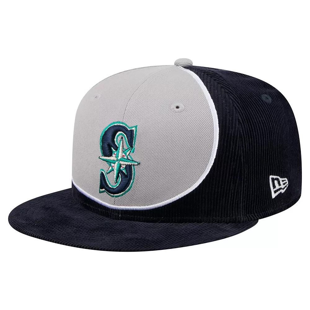Men's New Era Navy/Gray Seattle Mariners Retro Split Corduroy Snapback Hat, Blue Product Image