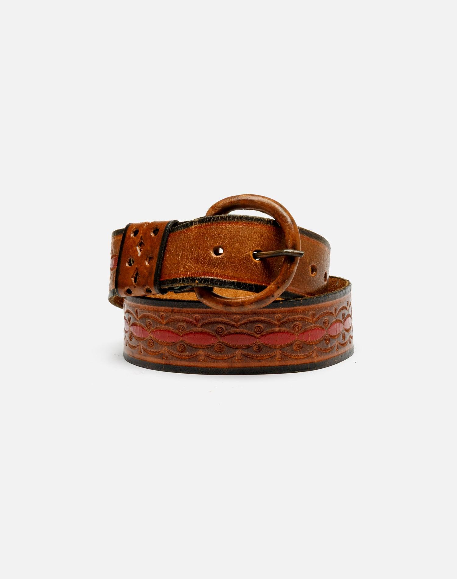 70s Embossed Leather Belt - #39 Product Image