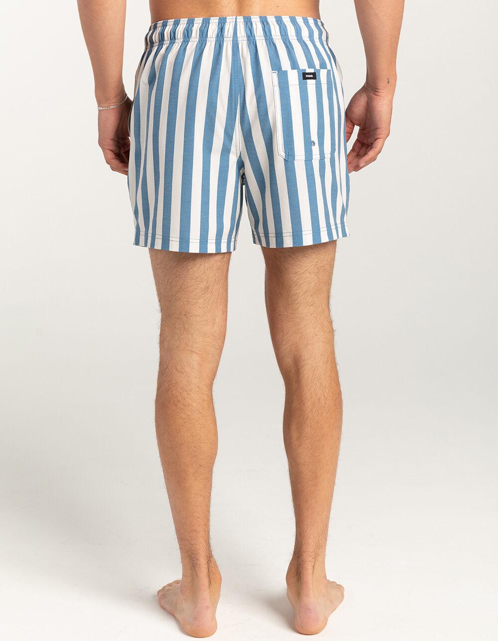 RSQ Mens Bold Stripe 5" Swim Shorts - NAVY/WHITE Product Image