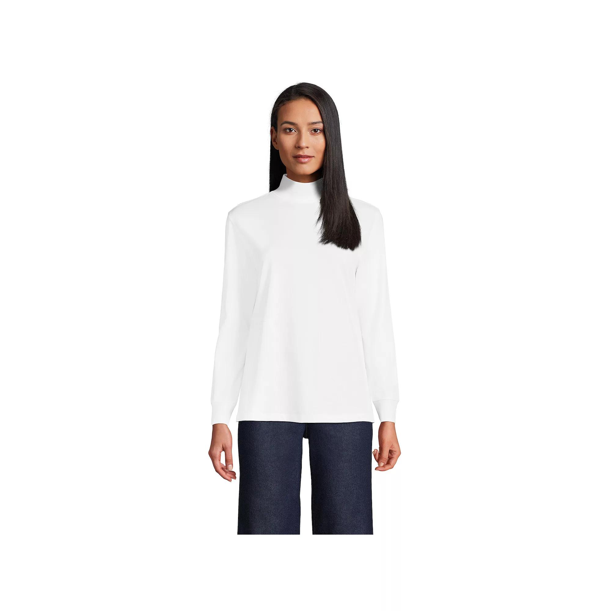 Women's Lands' End Long Sleeve Super T Mockneck Top,  Product Image