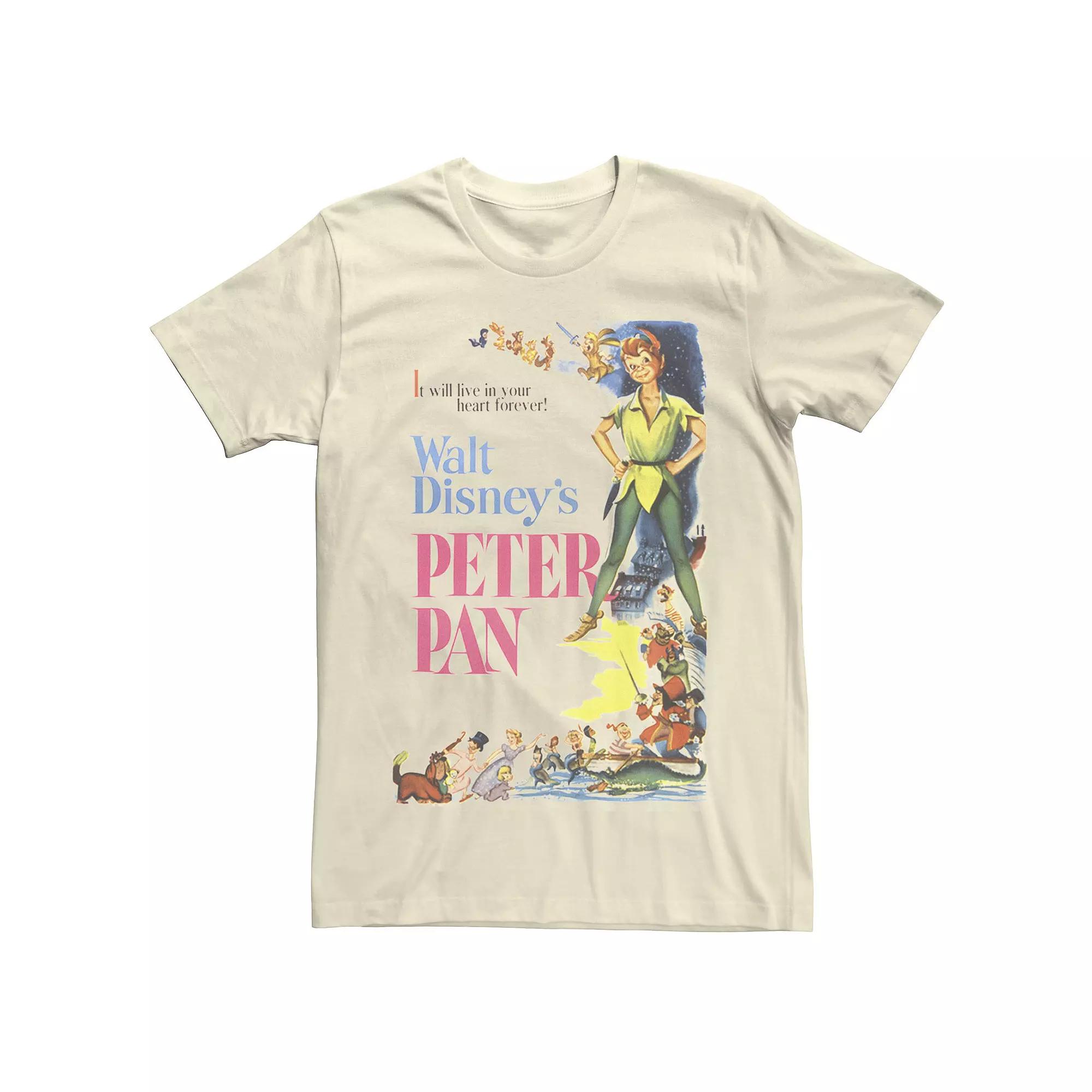 Disney's Peter Pan Vintage Cartoon Poster Men's Tee, Size: XL, Natural Product Image