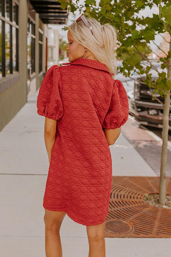 Chic Lifestyle Quilted Mini Dress in Crimson Product Image