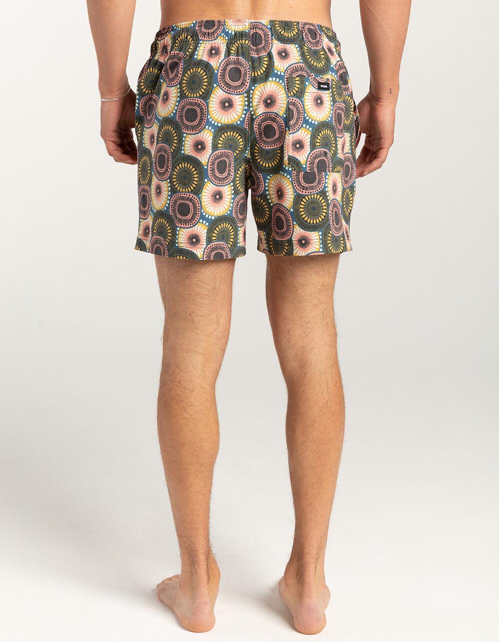 RSQ Mens Folk Circles 5" Swim Shorts - NAVY/YELLOW Product Image