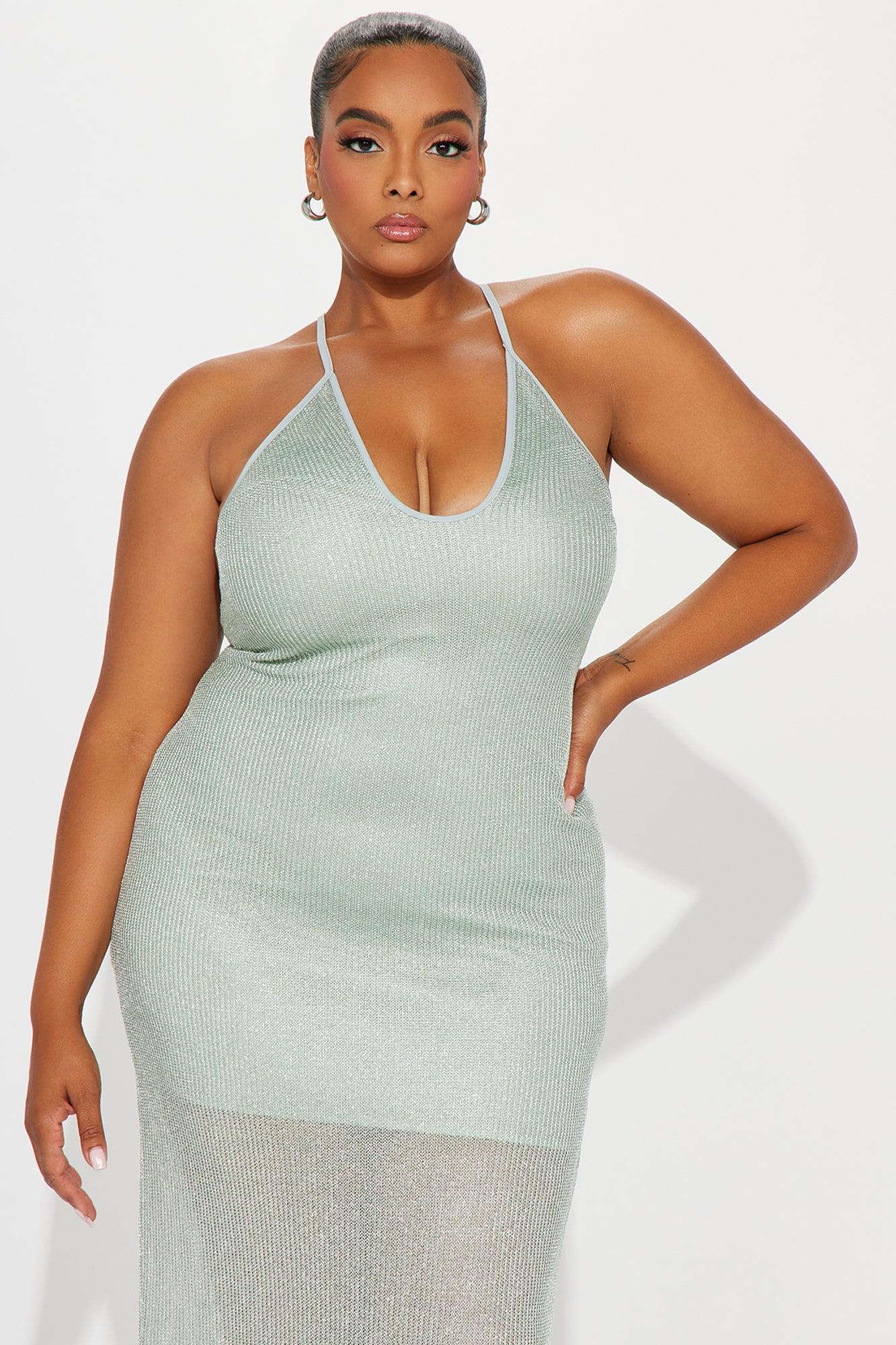 Be Realistic Metallic Maxi Dress - Sage Product Image