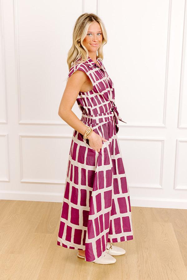 Bordeaux Sipping Front Tie Midi Dress Product Image