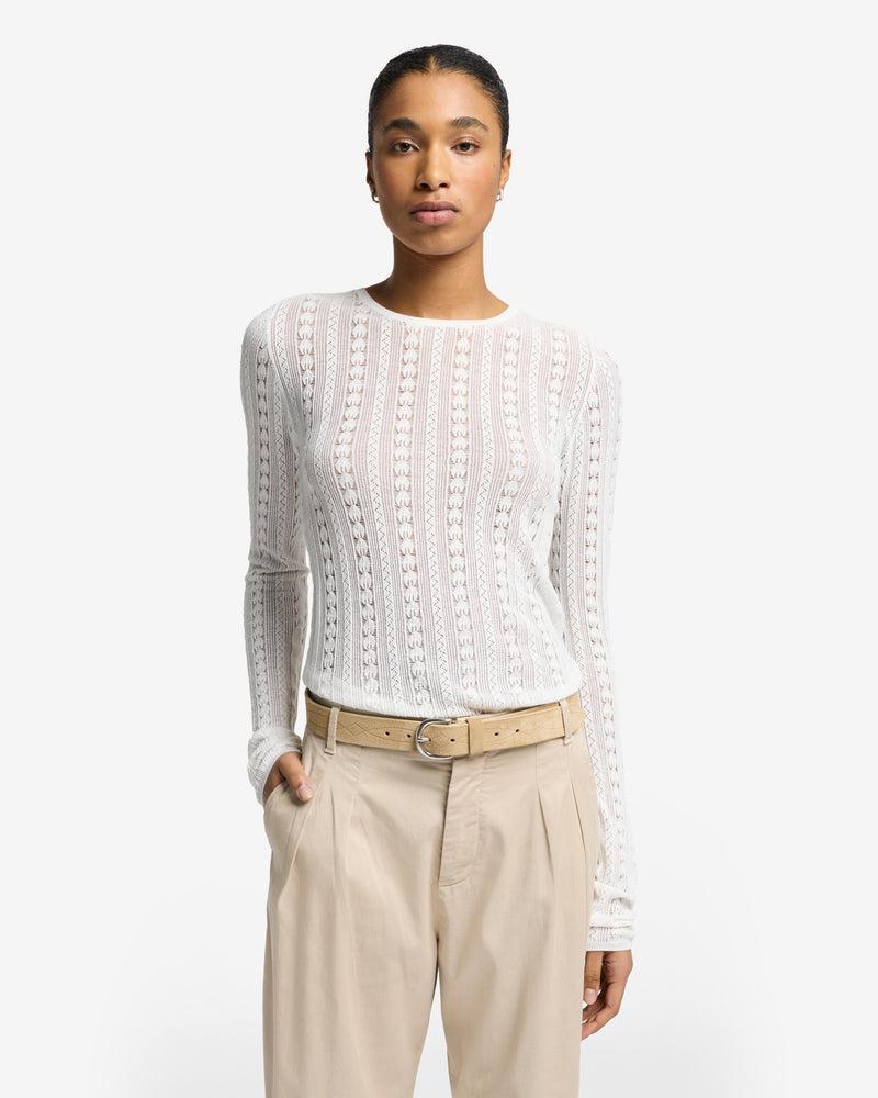 Long Sleeve Pointelle Crew Sweater Product Image