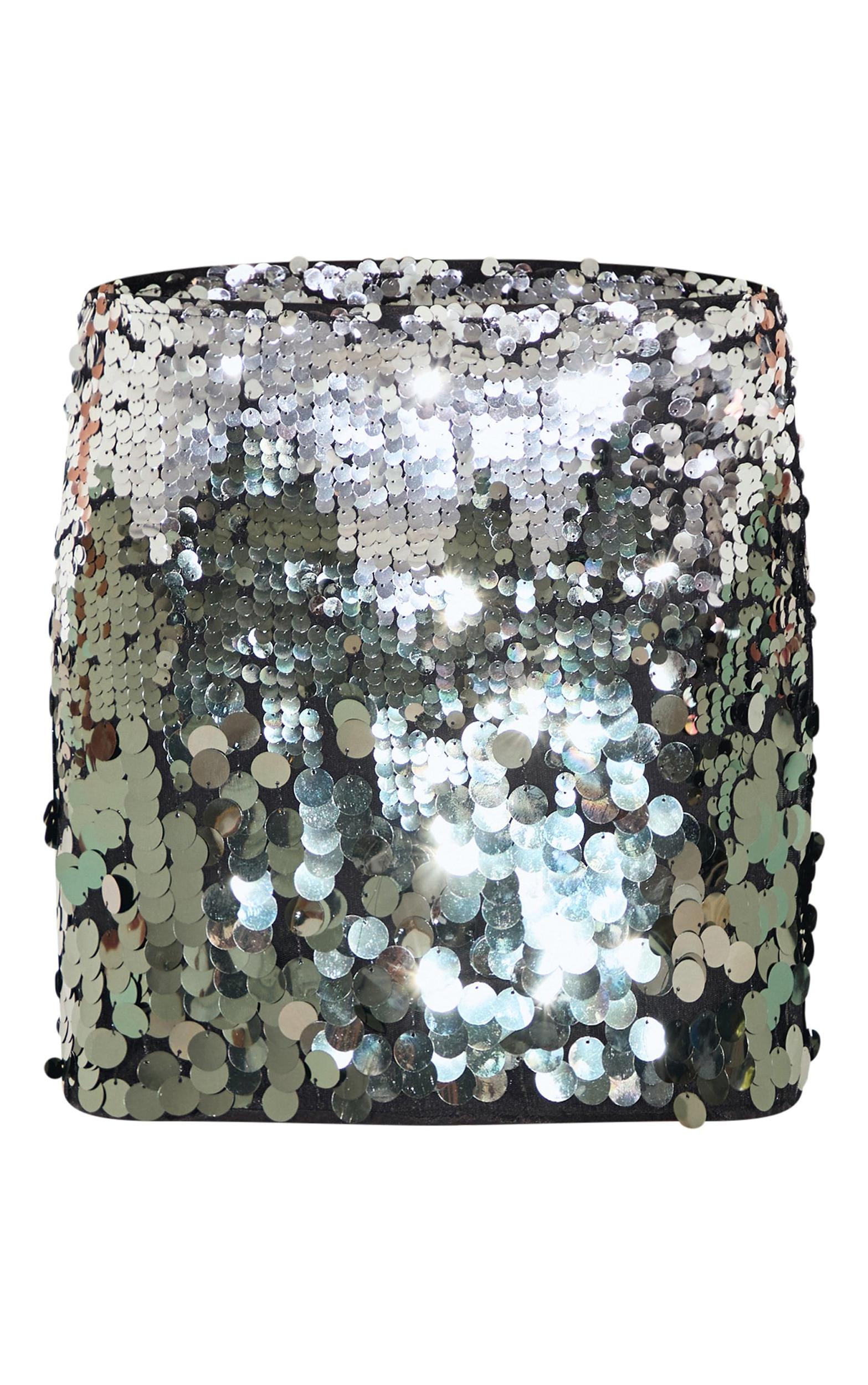 Silver Sequin Ombre Micro Mini Skirt Product Image
