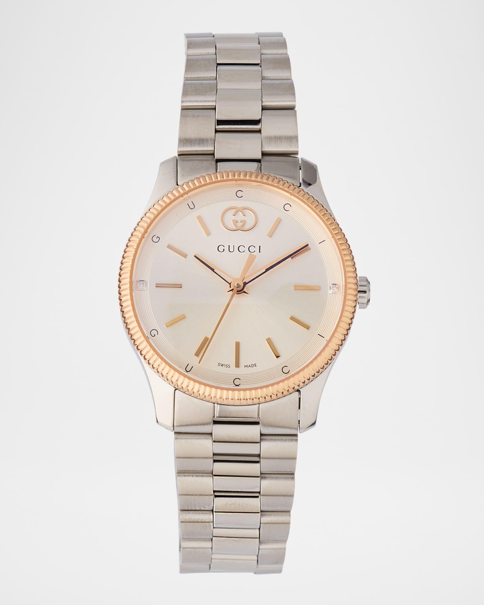 29mm G Timeless Bracelet Watch with Diamonds, Pink Gold and Steel Product Image