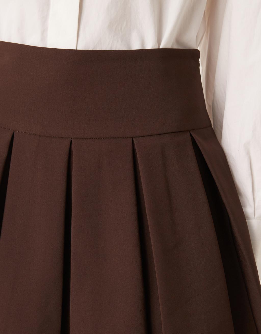 Miss Selfridge pleated mini skirt in chocolate Product Image