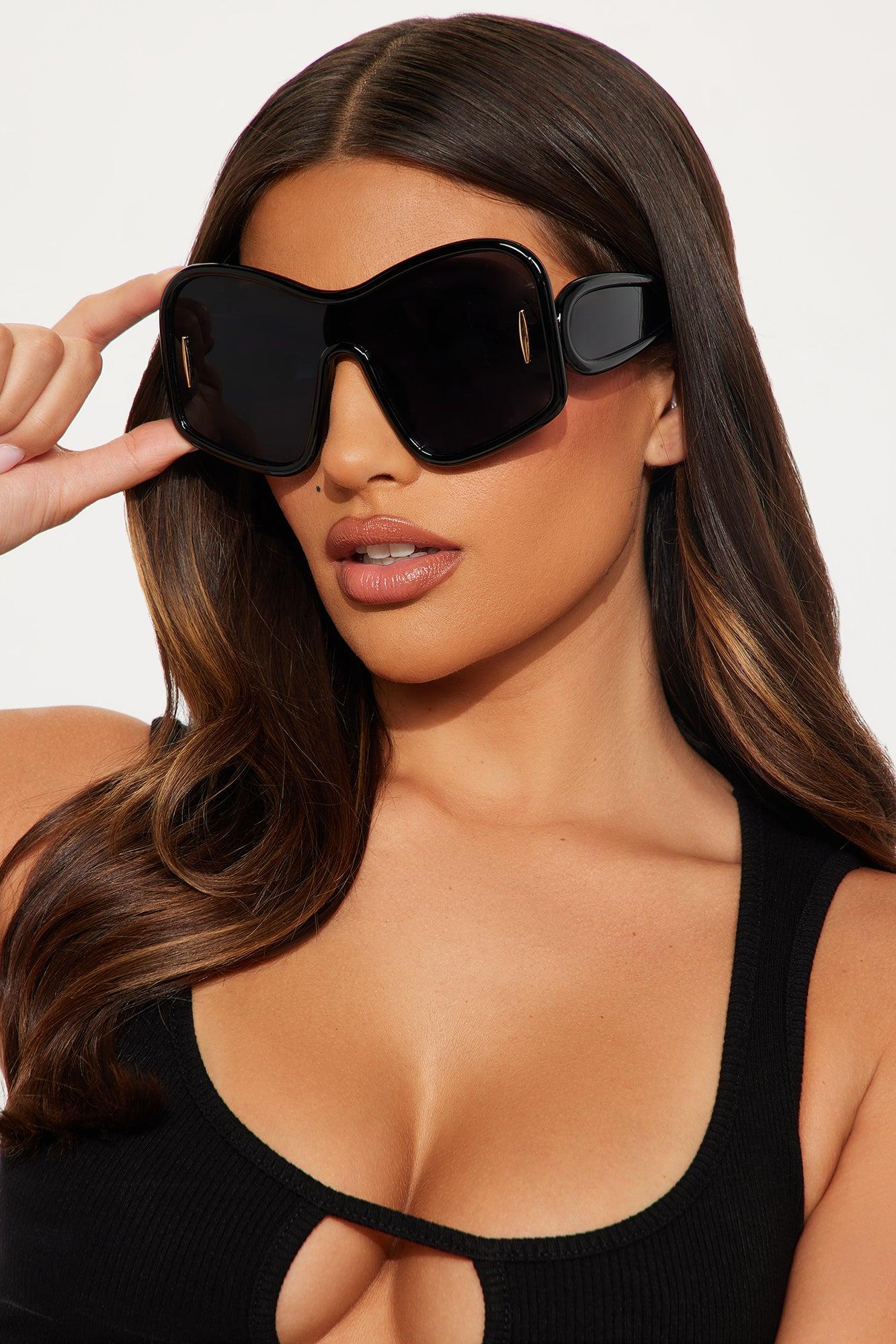 Patricia Oversized Shield Sunglasses  - Black Female Product Image