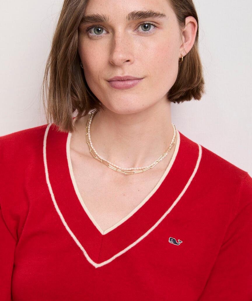 Cotton Cashmere Heritage V-Neck Sweater Product Image