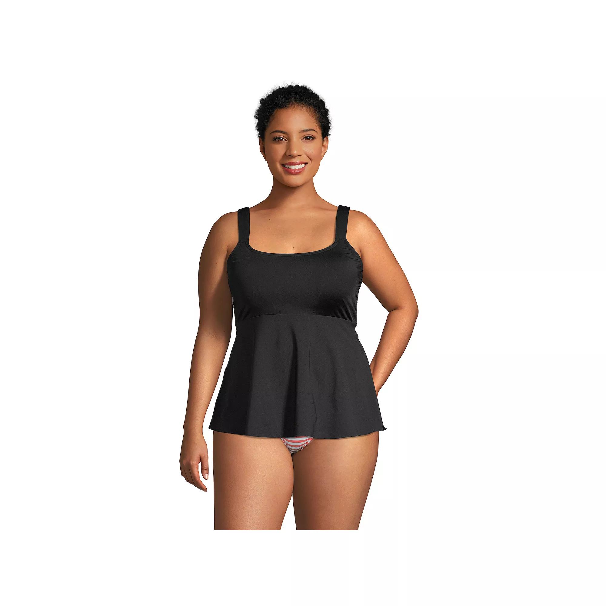 Plus Size Lands' End DDD-Cup Flutter Tankini Swim Top, Women's, Size: 3XL, Black Product Image