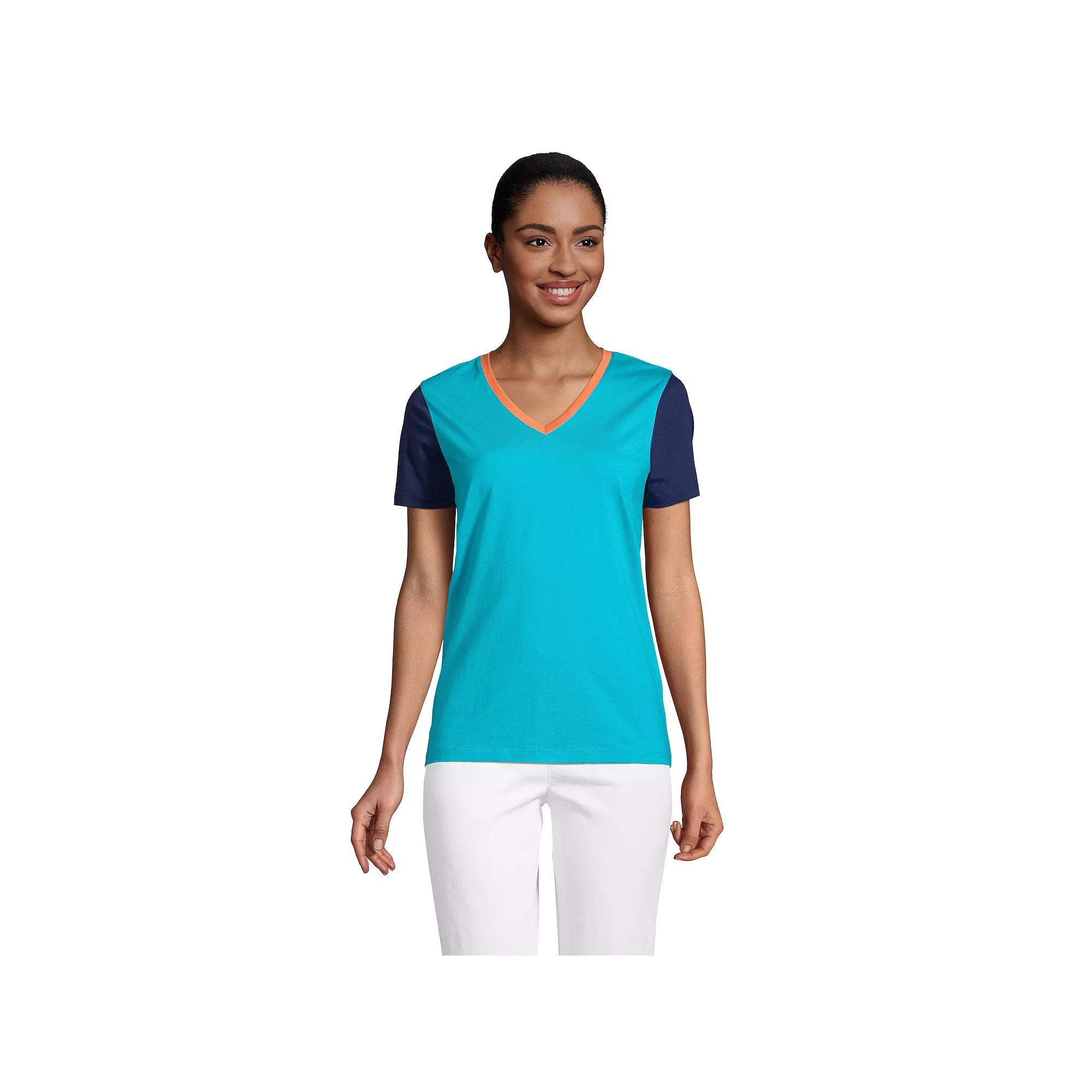 Petite Lands' End Relaxed-Fit Supima Cotton V-Neck Tee, Women's,  Product Image