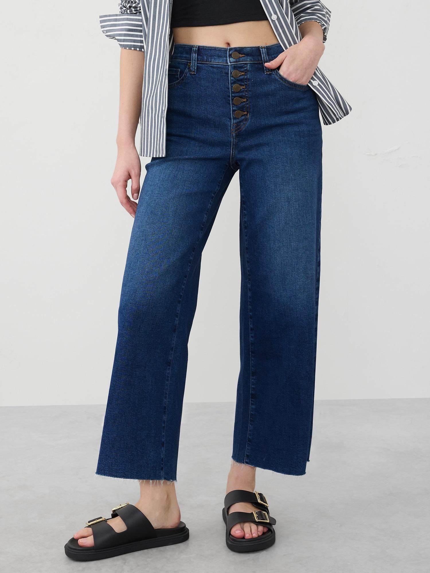 Wide-Leg High-Rise Patch Pocket Cropped Jean Product Image