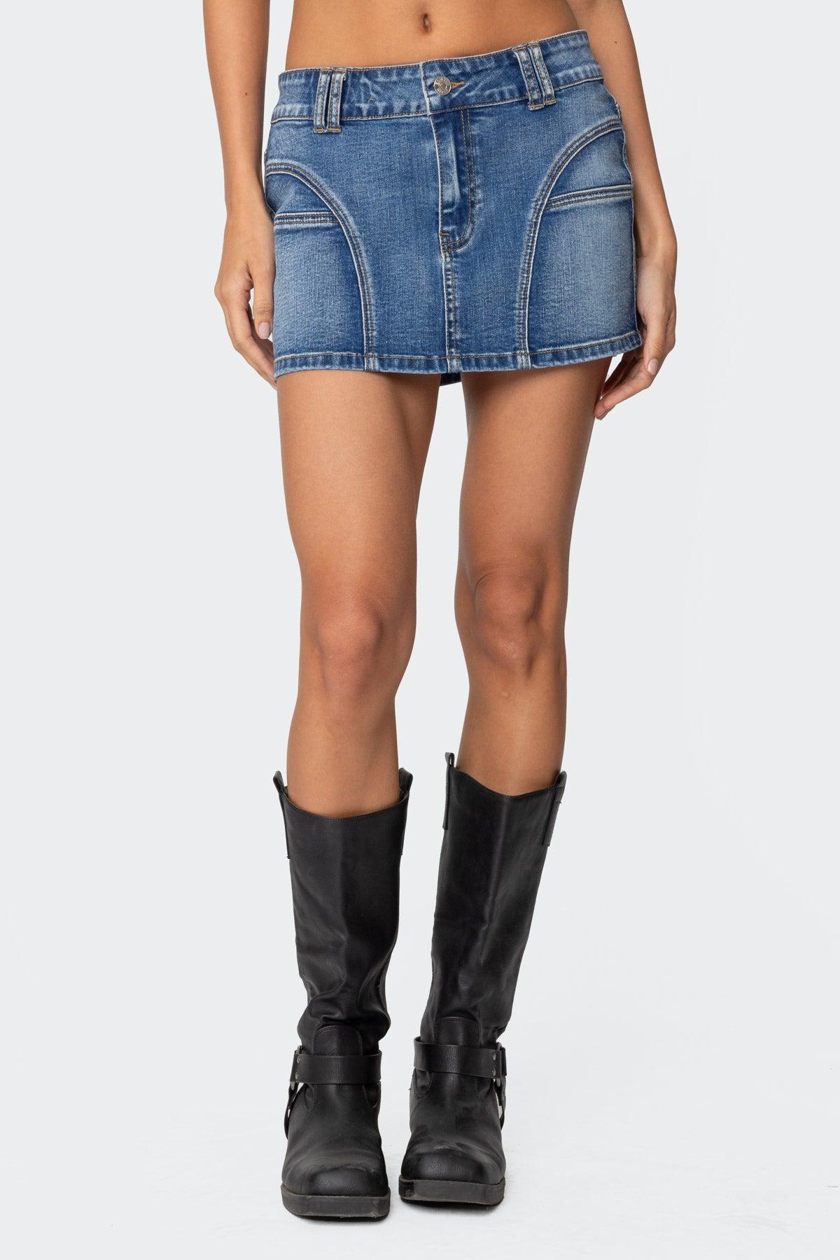 Jive Washed Denim Mini Skirt Product Image