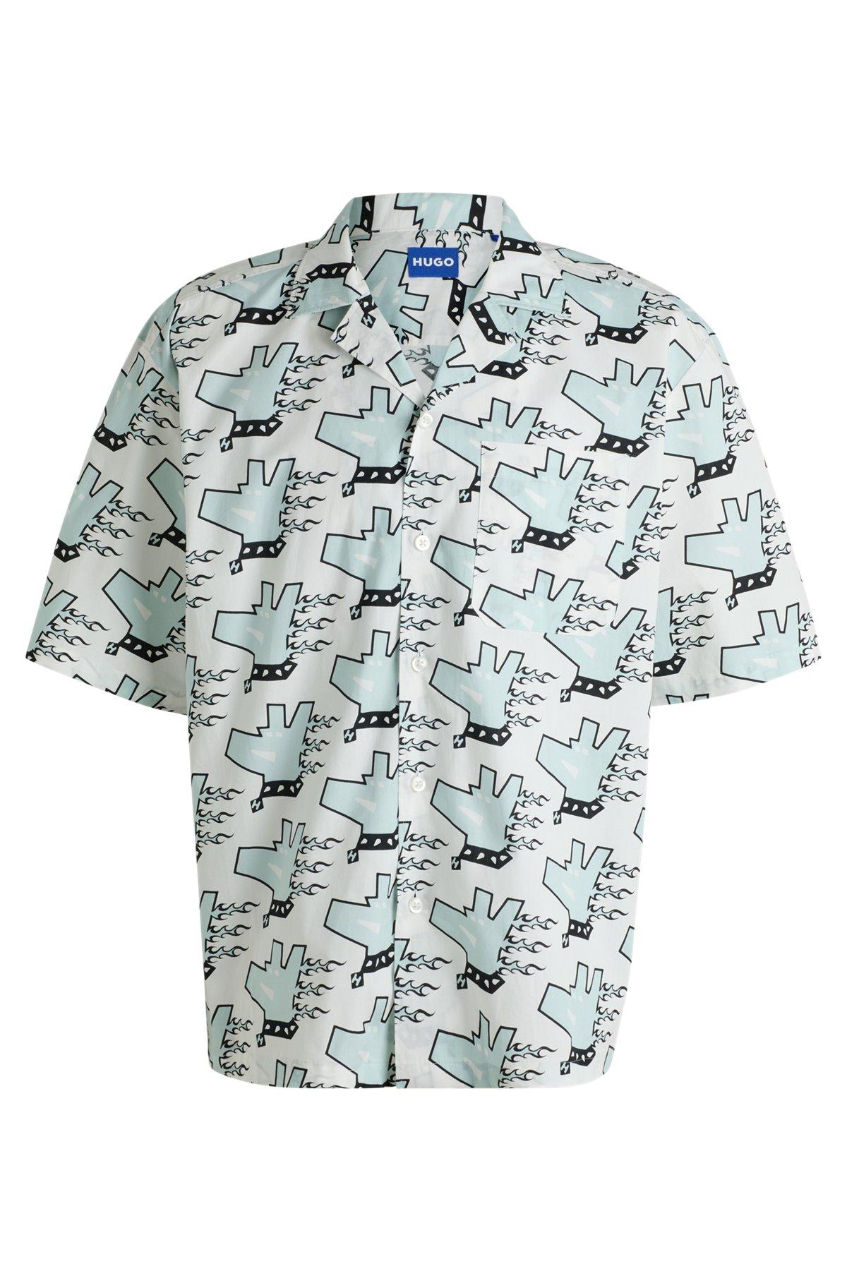 Relaxed-fit shirt in printed cotton poplin Product Image