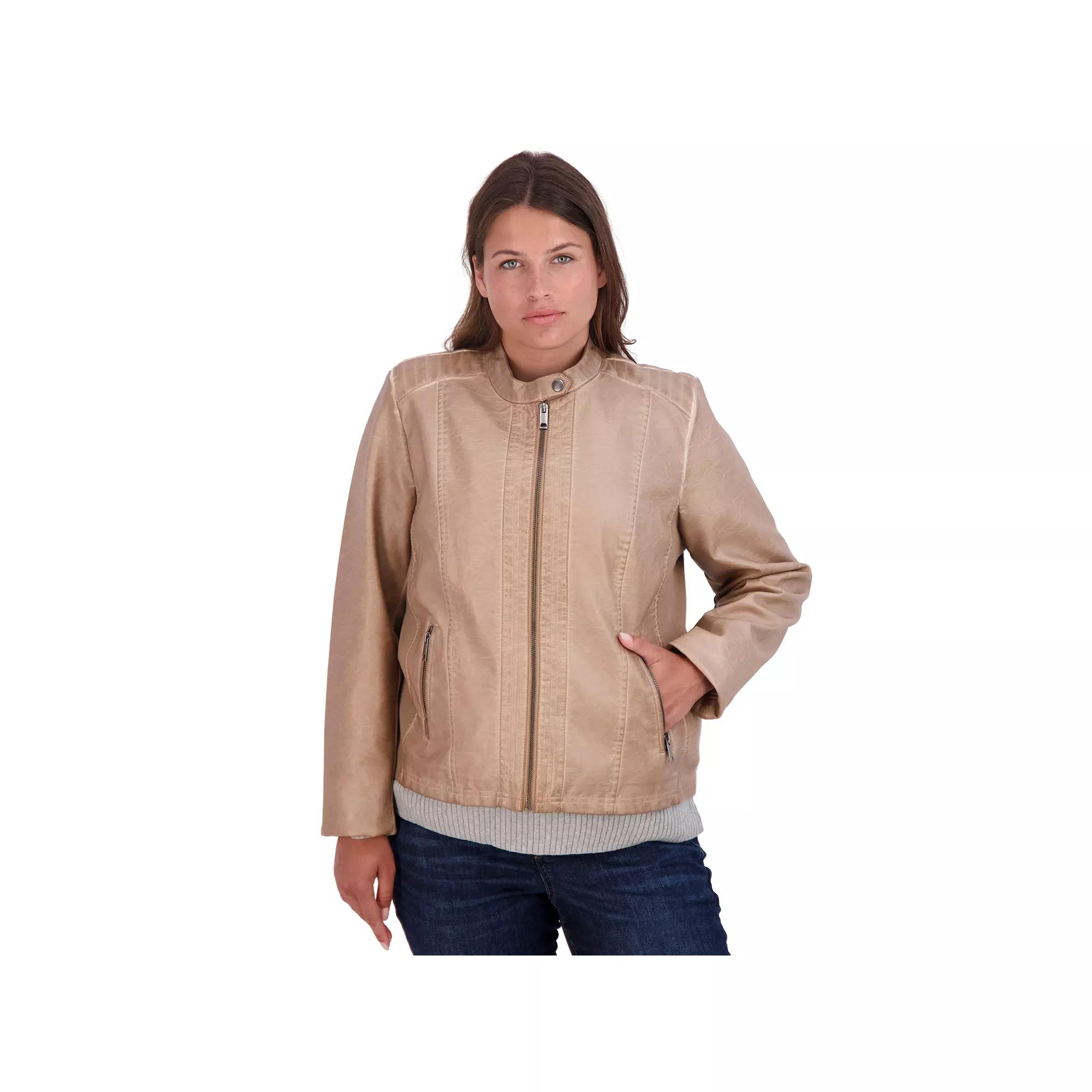 Women's Sebby Collection Faux-Leather Racing Jacket,  Product Image