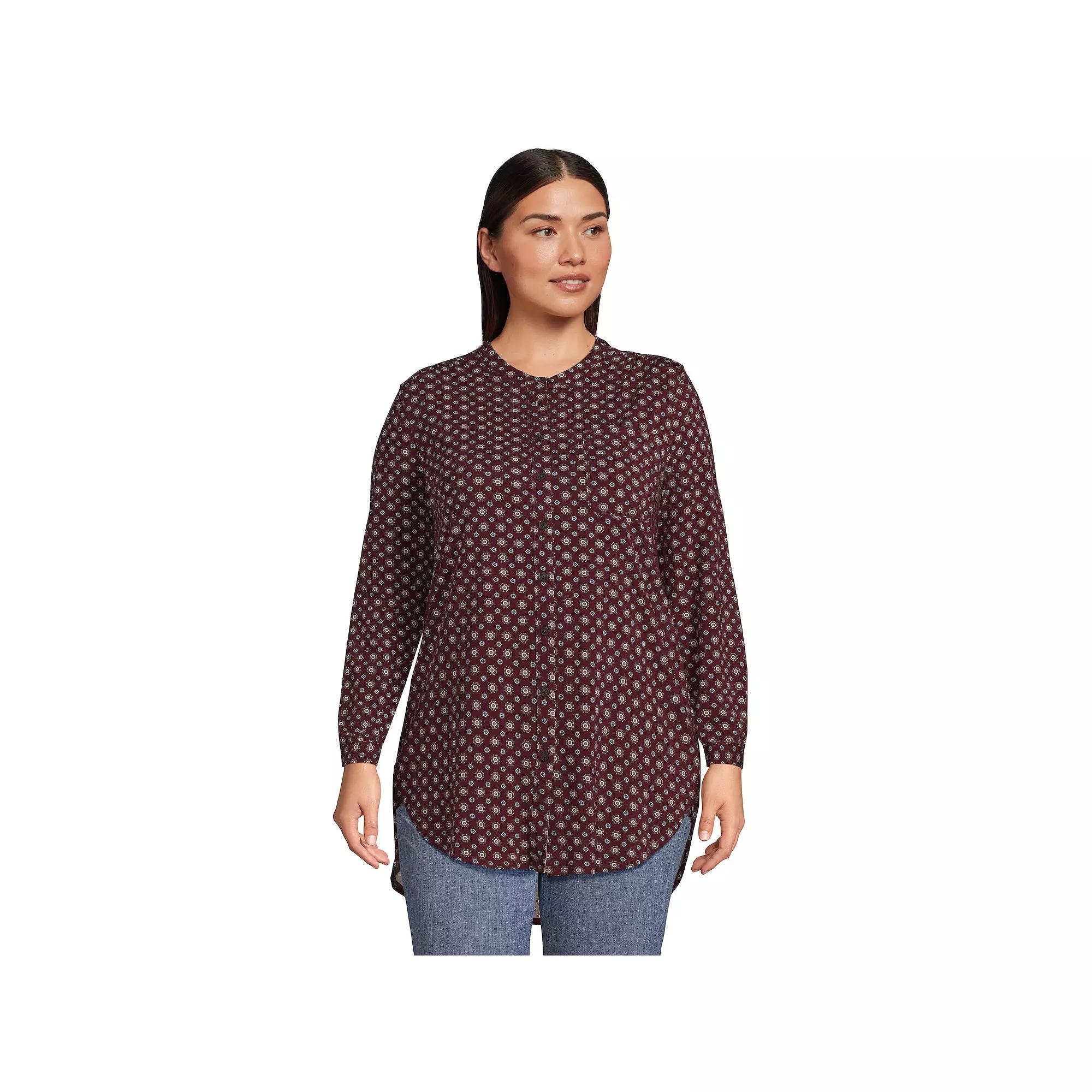 Plus Size Lands' End Long Sleeve Jersey A-line Tunic, Women's, Size: 2XL, Black Product Image