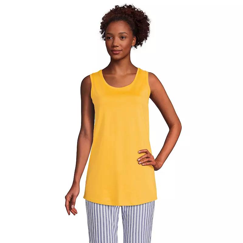 Petite Lands' End Supima Cotton Scoopneck Tunic Tank Top, Women's, Size: Medium Petite, Sunset Yellow Product Image
