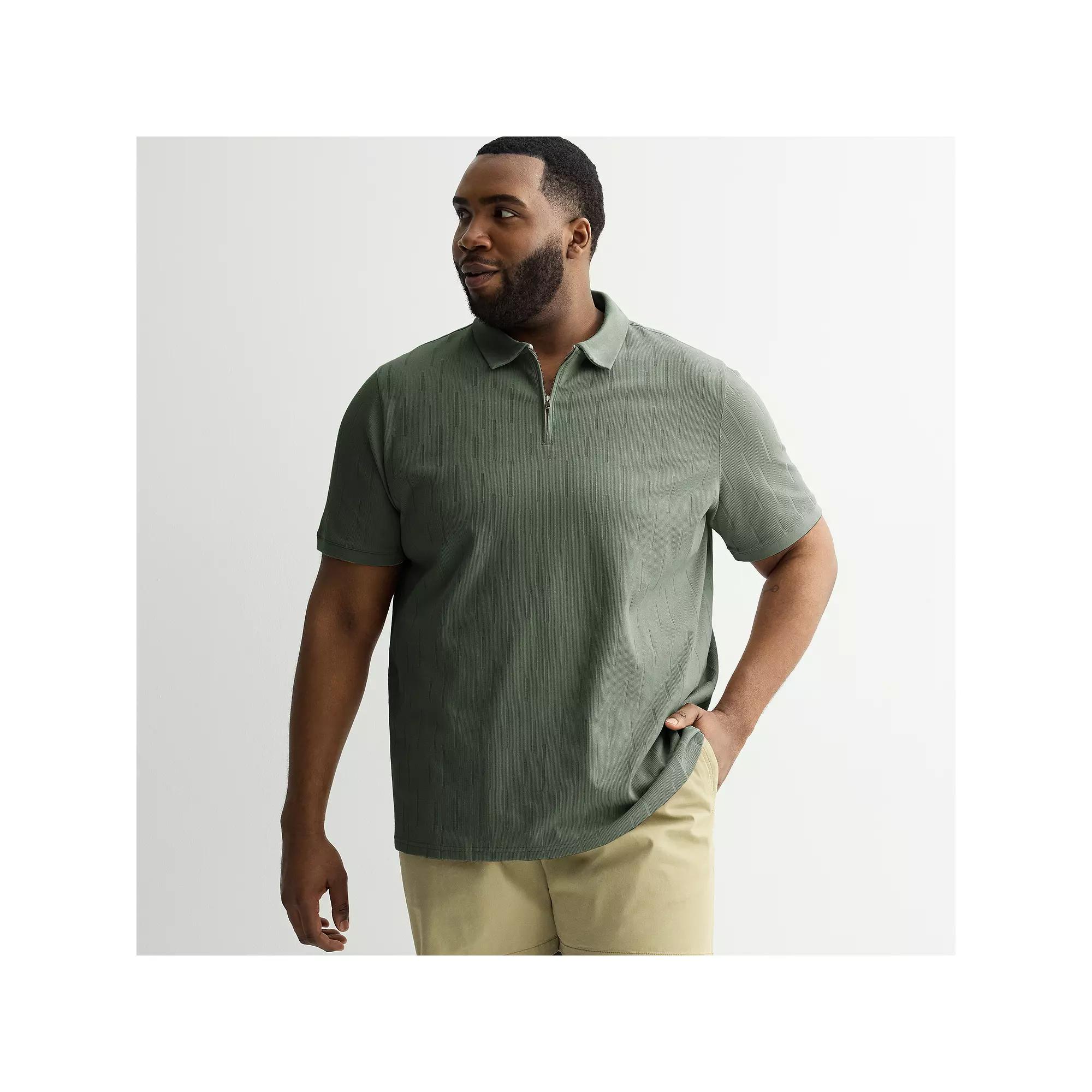 Big & Tall Apt. 9® Zipper Polo, Men's, Size: Medium Tall, Beige Product Image