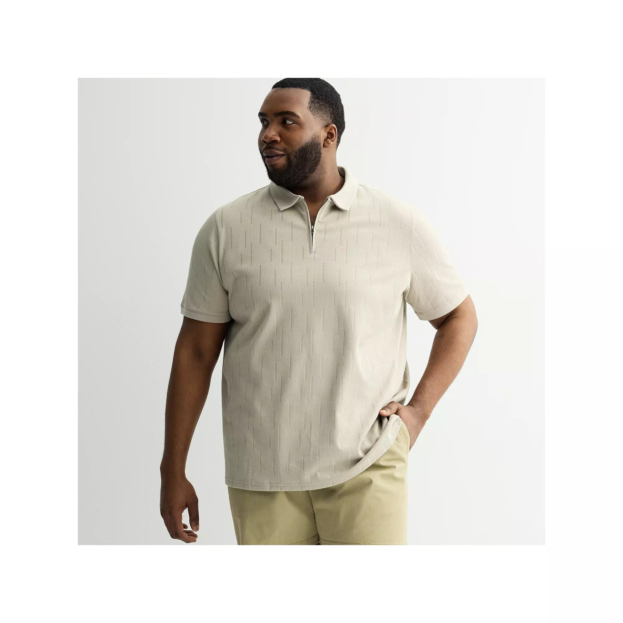 Big & Tall Apt. 9® Zipper Polo, Men's, Size: Medium Tall, Beige Product Image