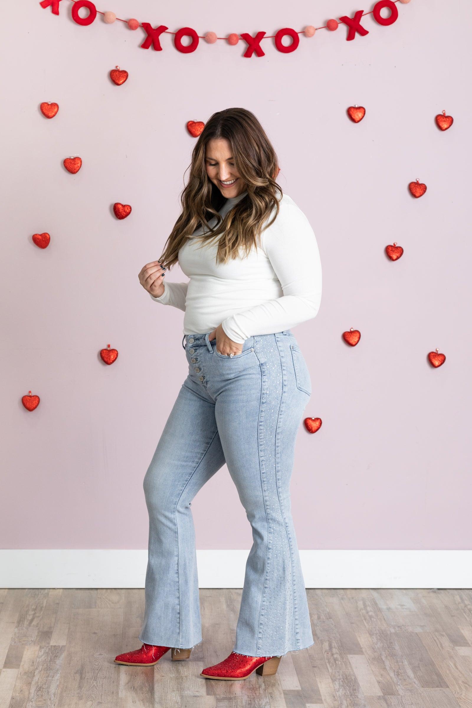 Judy Blue Rhinestone Side Panel Jeans Product Image