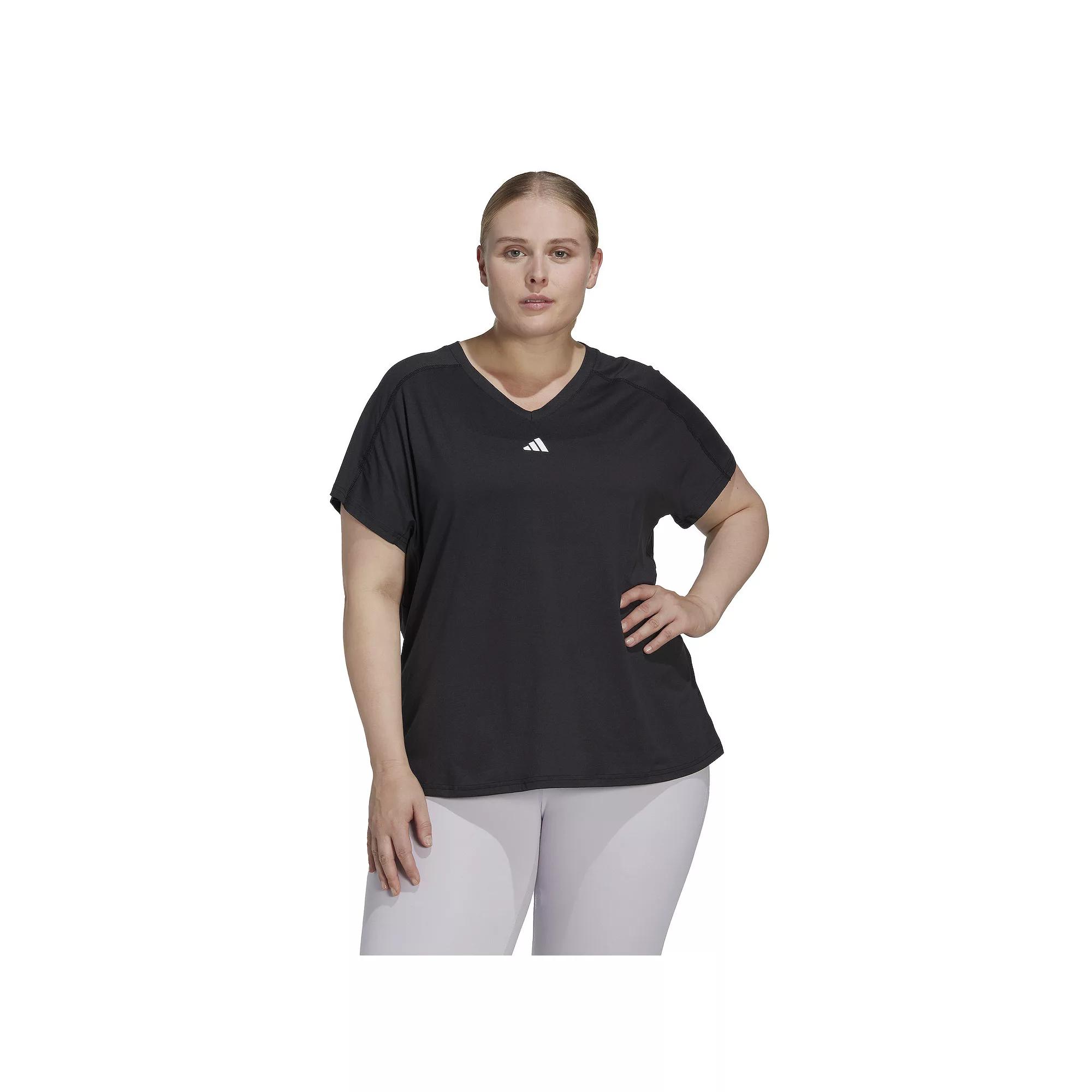 Plus Size adidas AEROREADY Training Essentials V-Neck Tee, Women's, Size: 1XL, Black Product Image