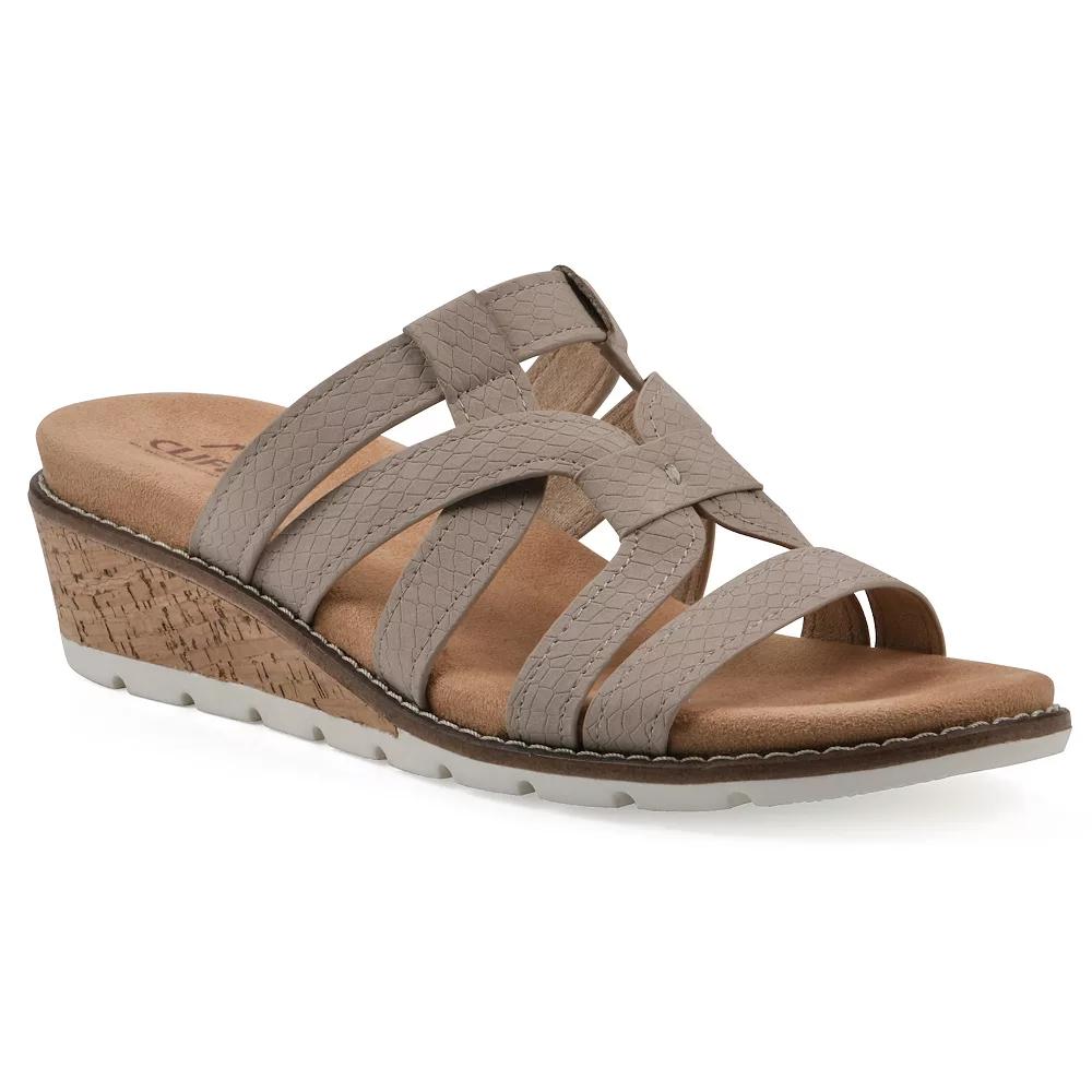 Cliffs by White Mountain Tinisha Women's Wedge Sandals, Size: 7.5, Brown Embossed Snake Product Image
